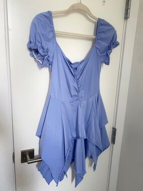 Current Mood Dolls Kill Periwinkle Asymmetrical Handkerchief Hem Dress